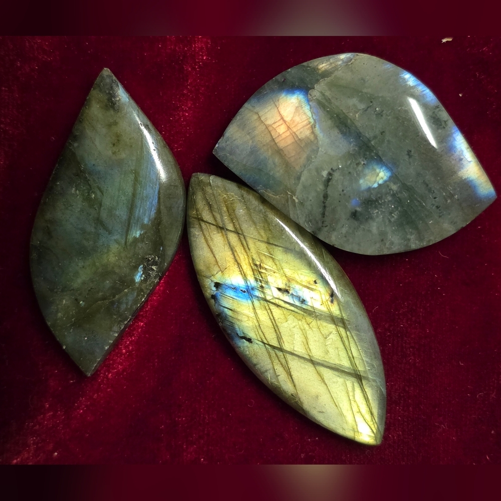 Labradorite Gemstone Cabochon Trio